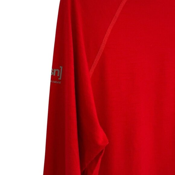 SN Super.Natural Base Layer Top Red Size S Long Sleeve Pullover Wool Blend - Picture 3 of 7
